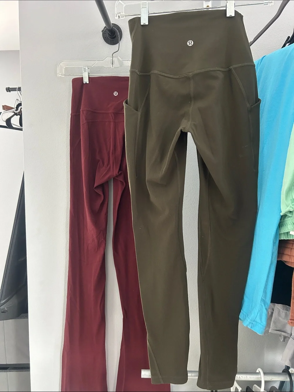 Lululemon High-Rise Leggings in Burgundy & Olive both size 4